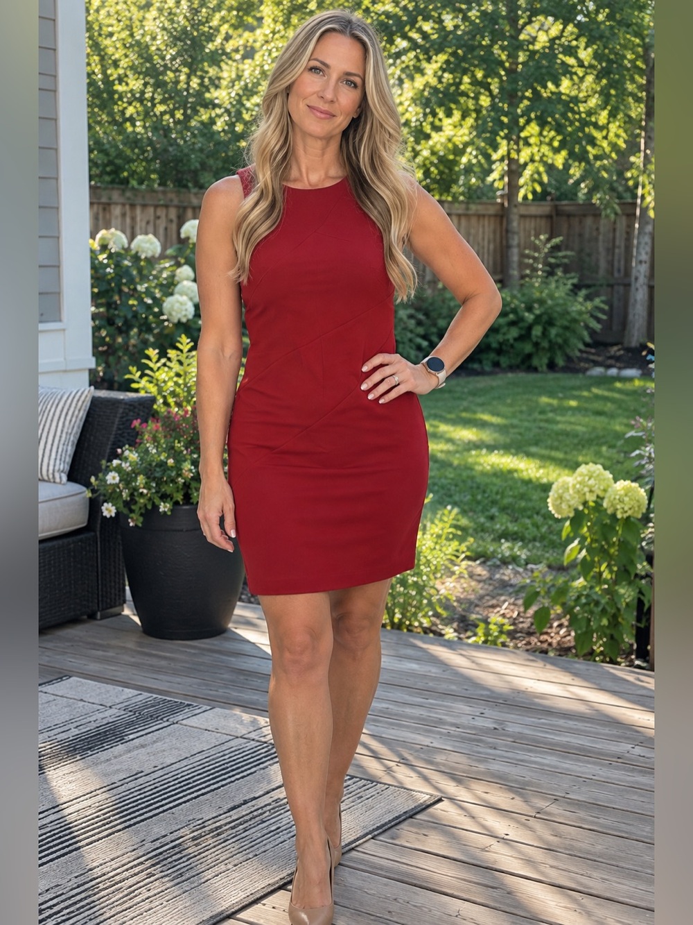 Vintage | Laura | 8 | Sleeveless | Red Sheath Dress | Sleek Cocktail Dress